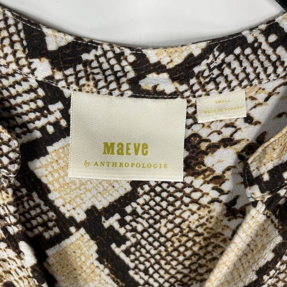 Maeve Anthropologie Women Size S Beige Brown A-line Dress Snakeskin Animal Print - Picture 3 of 6